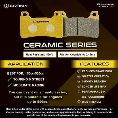 Crank1 Ceramic Brake Pads For Benelli TNT 300 - Front - CRM300 - 1 Set