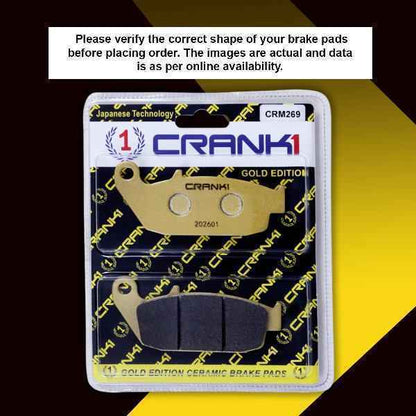 Crank 1 Ceramic Brake Pads For TVS Apache RTR 200 4V - Rear - CRM269