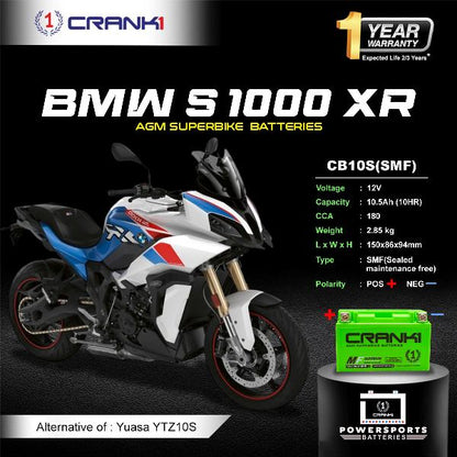 Crank1 Battery For BMW S 1000 XR (2010-2025) - CB10S - Factory Activated