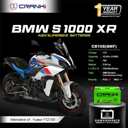 Crank1 Battery For BMW S 1000 XR (2010-2025) - CB10S - Factory Activated