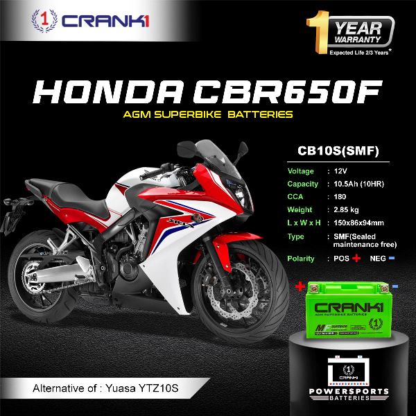 Crank1 Battery For Honda CBR650F - CB10S - Factory Activated