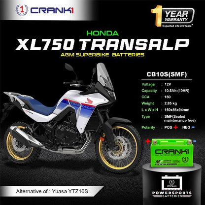 Crank1 Battery For Honda XL750 Transalp- CB10S - Factory Activated