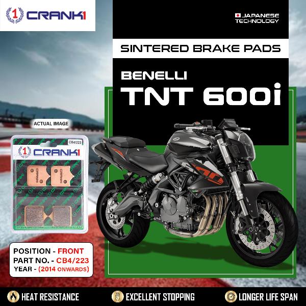 Crank1 Brake Pads Front Benelli TNT 600i (2014 Onwards)-CB4223 ( 2 sets)