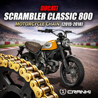 Crank1 Chain For Ducati Scrambler Classic 800 (2015–2018) – 520 Pitch x 106 Links Gold (ZVMX)
