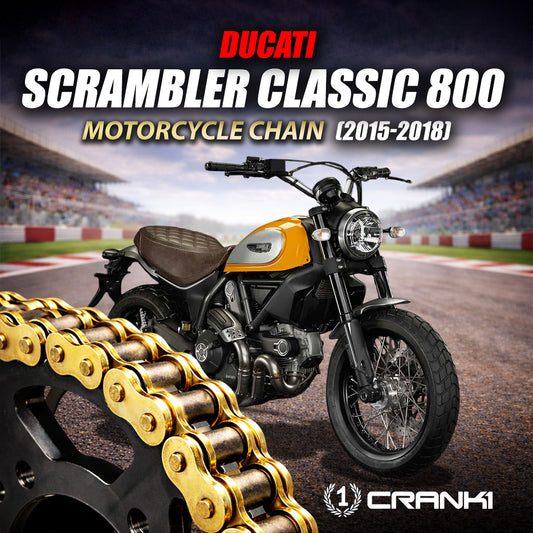 Crank1 Chain For Ducati Scrambler Classic 800 (2015–2018) – 520 Pitch x 106 Links Gold (ZVMX)