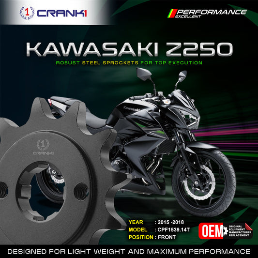 Crank1 SPROCKET FRONT KAWASAKI Z250 (2015 -2018)-CPF1539.14T- CRANK1