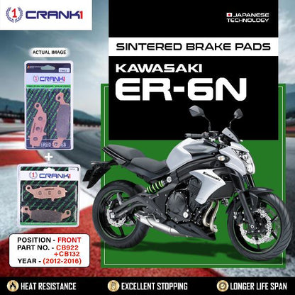 Crank1 Sintered Brake Pads For Kawasaki Er6n (2012-2016) - Front - CB922 + CB132 - 2 Sets
