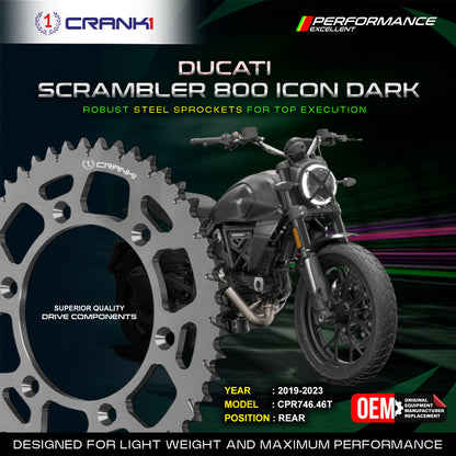 Crank1 Sprocket For Ducati Scrambler 800  Icon  Dark (2019–2023) – Rear – CPR746.46T