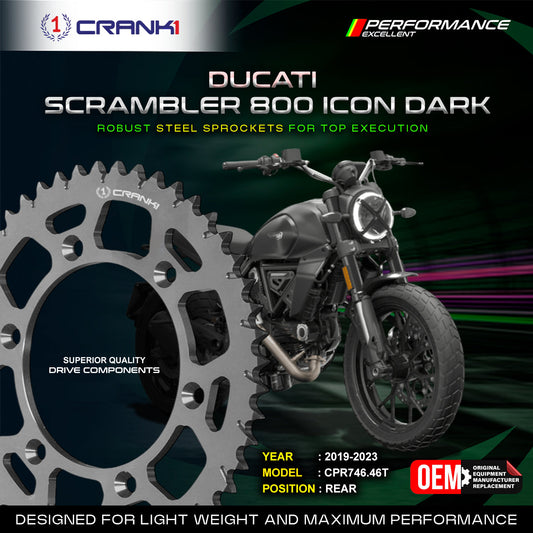 Crank1 Sprocket For Ducati Scrambler 800  Icon  Dark (2019–2023) – Rear – CPR746.46T
