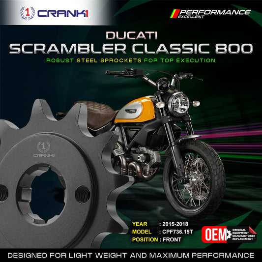 Crank1 Sprocket For Ducati Scrambler Classic 800 2015–2018 – Front – CPF736.15T
