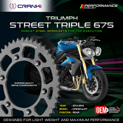 Crank1 Sprocket For Triumph Street Triple 675 2013–2016 - Rear - CPR2014.47T