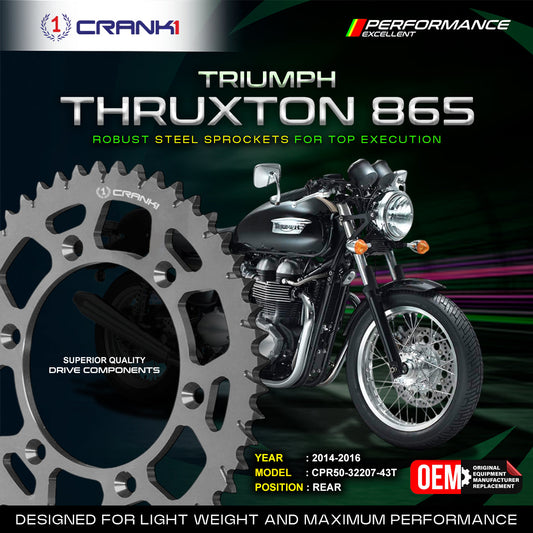 Crank1 Sprocket For Triumph Thruxton 865 2014–2016 - Rear - CPR50-32207-43T