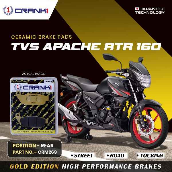Crank 1 Ceramic Brake Pads For TVS Apache RTR 180- Rear - CRM269