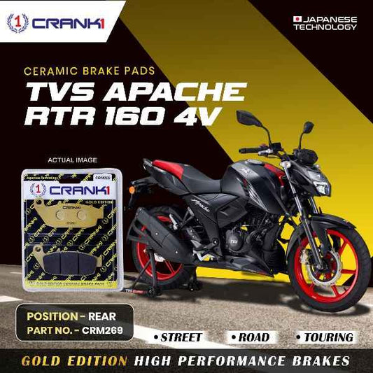 Crank 1 Ceramic Brake Pads For TVS Apache RTR 200 4V - Rear - CRM269