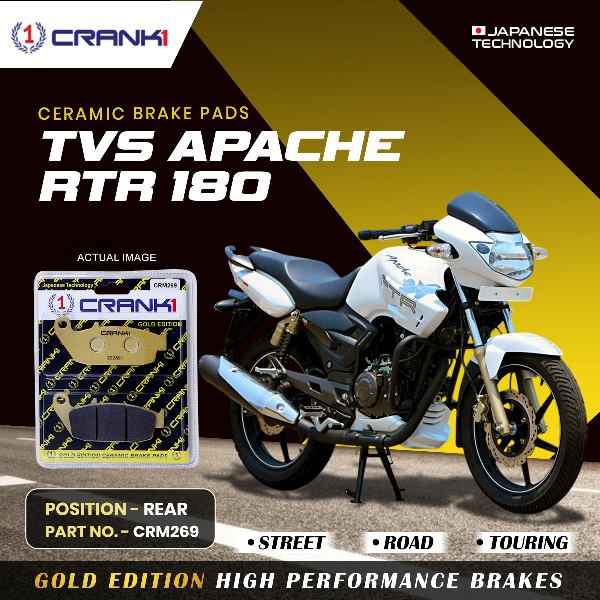 Crank 1 Ceramic Brake Pads For TVS Apache RTR 160 4V- Rear - CRM269