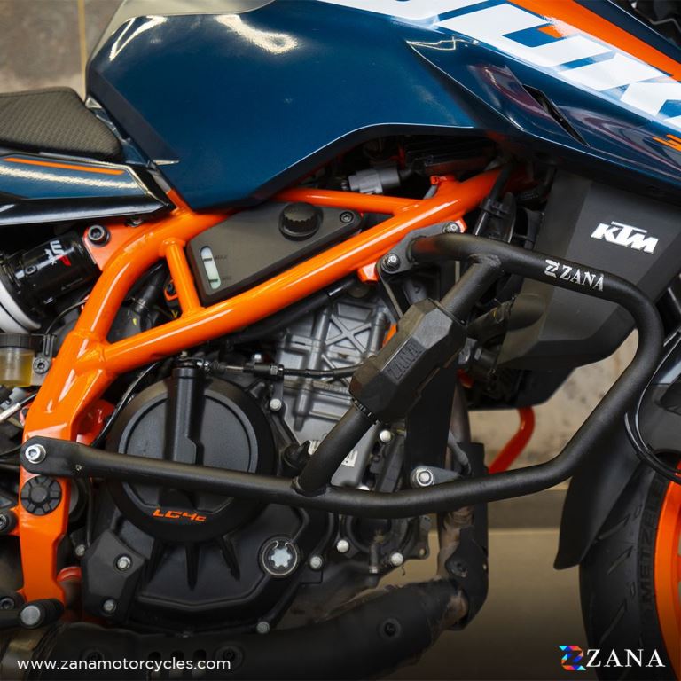 ZANA Crash guard with slider puck in black color for KTM Duke 390/250/200/390 Gen3 - ZI-8417 - Riders Junction