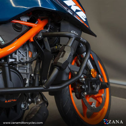 ZANA Crash guard with slider puck in black color for KTM Duke 390/250/200/390 Gen3 - ZI-8417 - Riders Junction