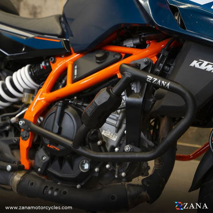 ZANA Crash guard with slider puck in black color for KTM Duke 390/250/200/390 Gen3 - ZI-8417 - Riders Junction