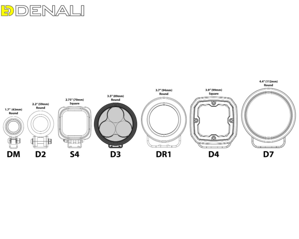 DENALI D3 Auxiliary LED Lights - Driving (Spot) - Lights Only - Set of 2 - DNL.D3.050.2