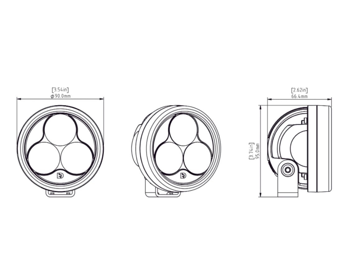 DENALI D3 Auxiliary LED Lights - Driving (Spot) - Lights Only - Set of 2 - DNL.D3.050.2