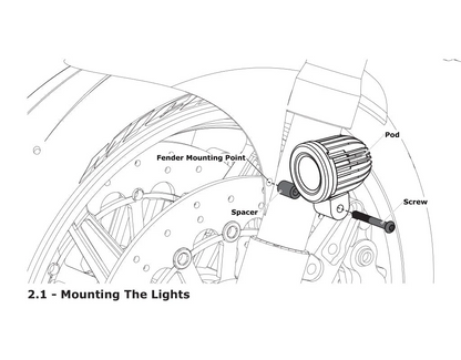 DENALI Fender Mount Kit for DM / D2 / D3 / S4 Auxiliary LED Lights - LAH.00.10700.B