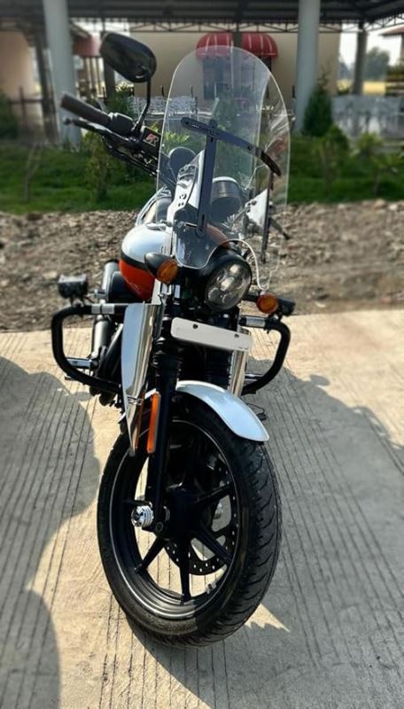 DMotoTech Harley Davidson Street 750 Windshield Classic Cruiser Style with Black Steel Brackets