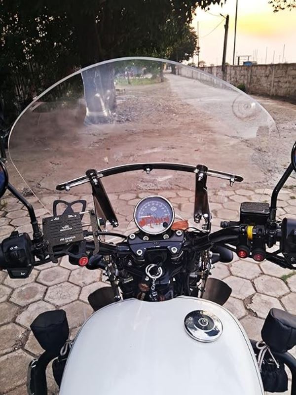 DMotoTech Harley Davidson Street 750 Windshield Classic Cruiser Style with Black Steel Brackets