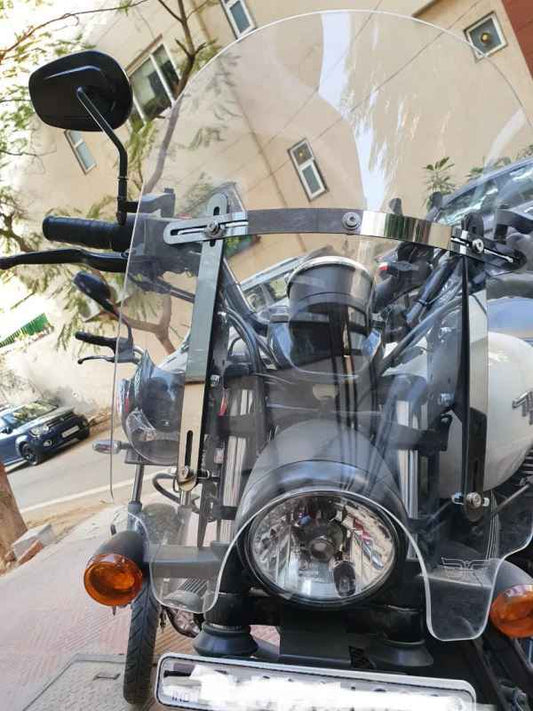 DMotoTech Harley Davidson Street 750 Windshield Classic Cruiser Style with Chrome Steel Brackets