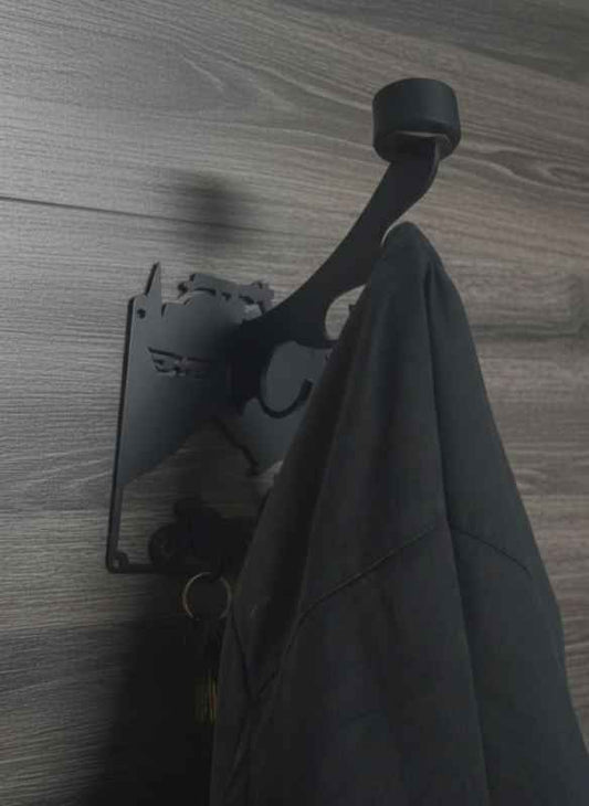 DMotoTech Premium Wall Mounted Helmet Hanger Metal Bike Gear Holder