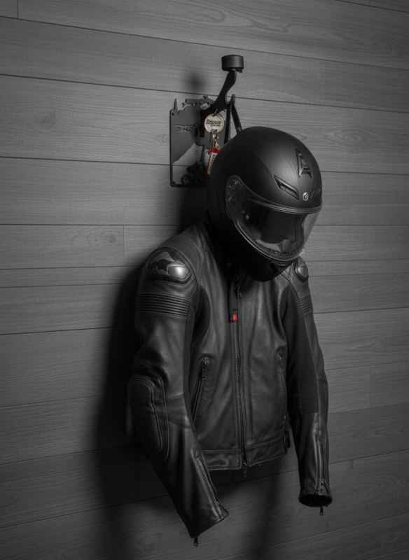 DMotoTech Premium Wall Mounted Helmet Hanger Metal Bike Gear Holder