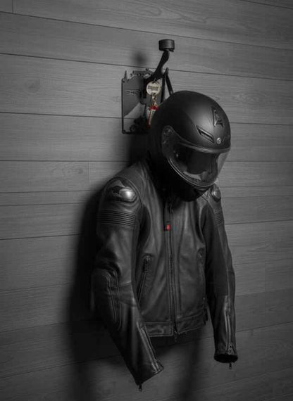 DMotoTech Premium Wall Mounted Helmet Hanger Metal Bike Gear Holder