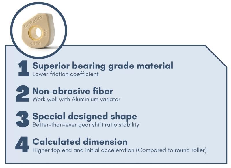 DR Pulley Sliding Roller Weight ( 21*15*17.5g Aprilia SR160 )