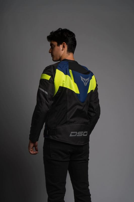 DSG Apex V2 Riding Jacket Black Blue Yellow Fluo