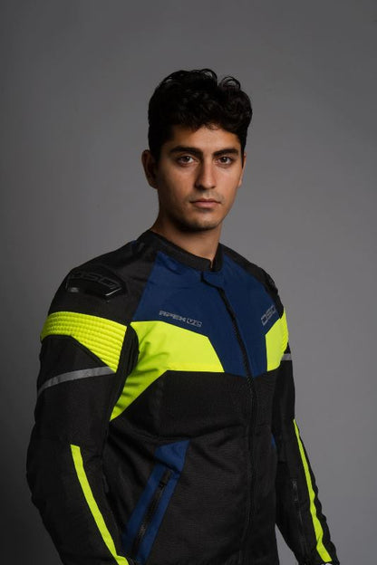 DSG Apex V2 Riding Jacket Black Blue Yellow Fluo