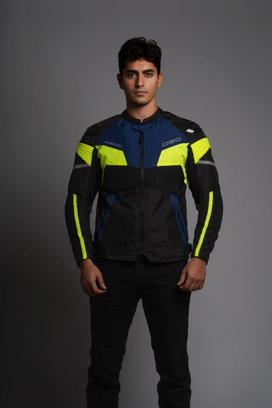 DSG Apex V2 Riding Jacket Black Blue Yellow Fluo