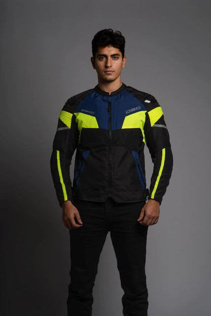 DSG Apex V2 Riding Jacket Black Blue Yellow Fluo