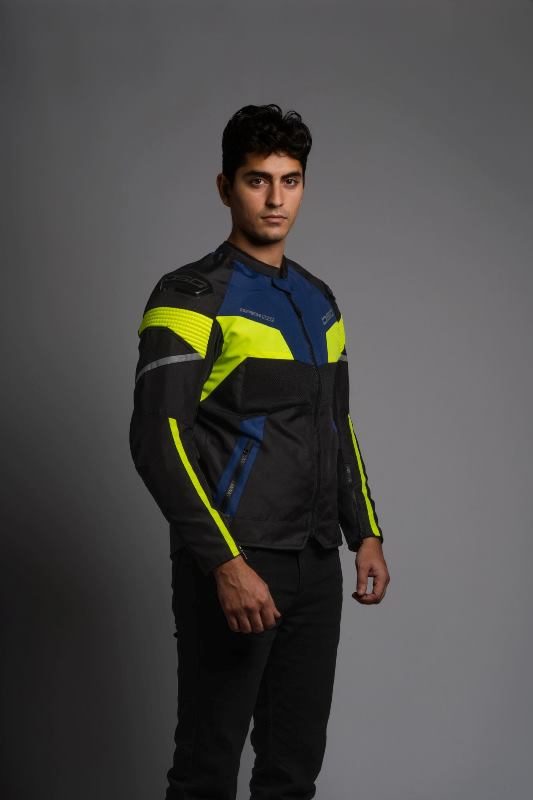 DSG Apex V2 Riding Jacket Black Blue Yellow Fluo