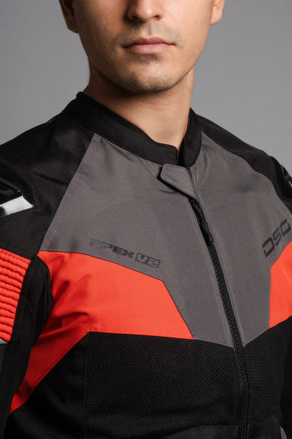 DSG Apex V2 Riding Jacket Black Grey Racing Red