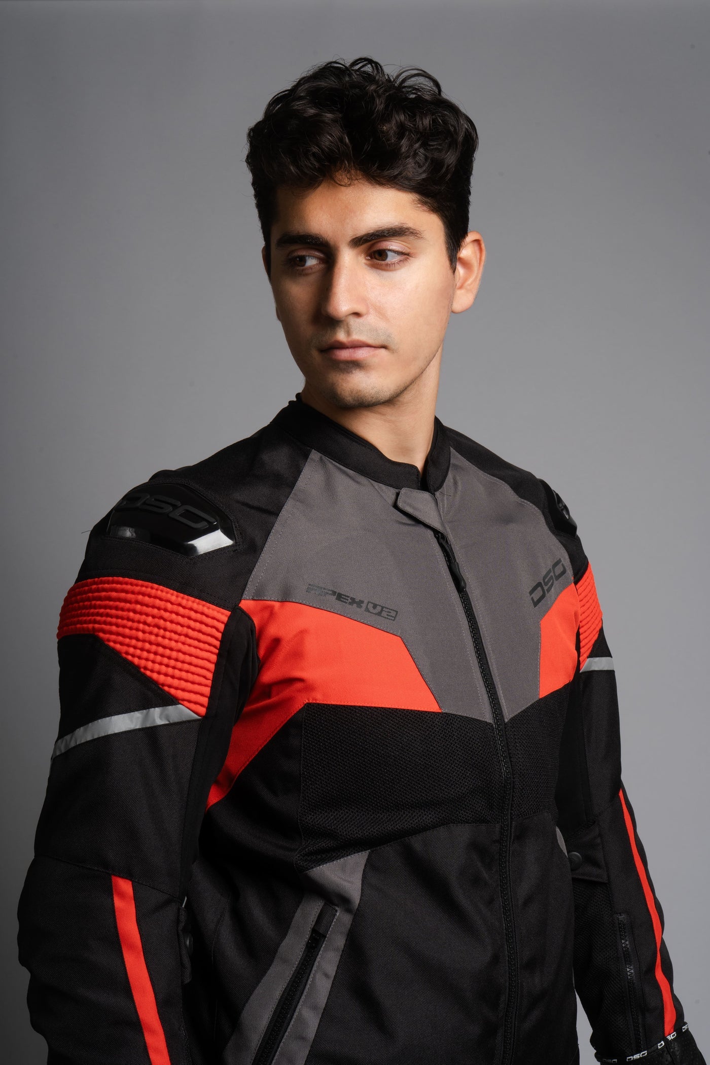 DSG Apex V2 Riding Jacket Black Grey Racing Red