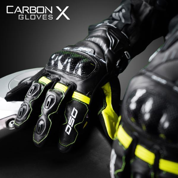 DSG Carbon X V1 Riding Glove-Black Yellow Fluo