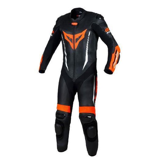 DSG GP Racing Leather Suit Black Red Fluo