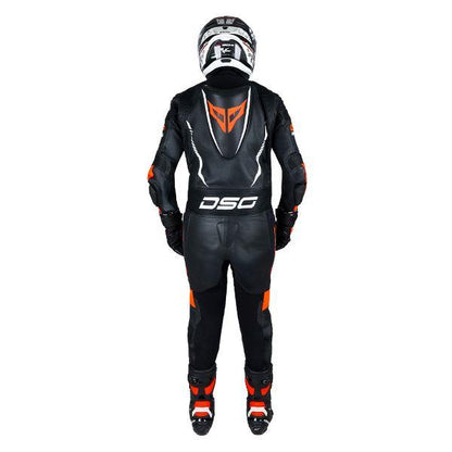 DSG GP Racing Leather Suit Black Red Fluo