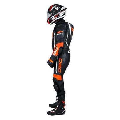 DSG GP Racing Leather Suit Black Red Fluo
