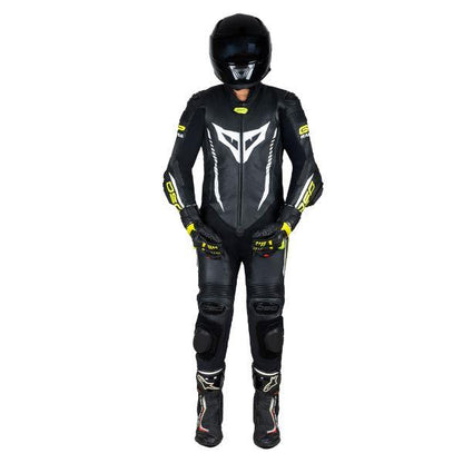 DSG GP Racing Leather Suit Black Yellow Fluo