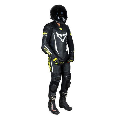 DSG GP Racing Leather Suit Black Yellow Fluo