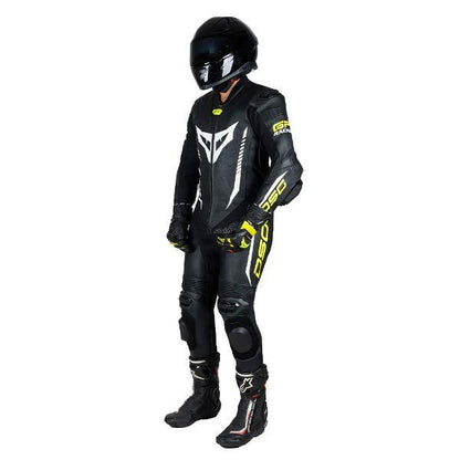 DSG GP Racing Leather Suit Black Yellow Fluo