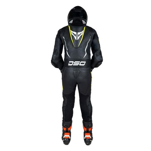 DSG GP Racing Leather Suit Black Yellow Fluo