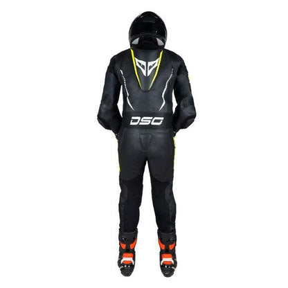 DSG GP Racing Leather Suit Black Yellow Fluo