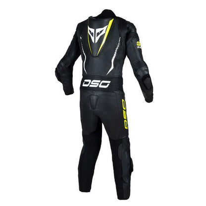 DSG GP Racing Leather Suit Black Yellow Fluo