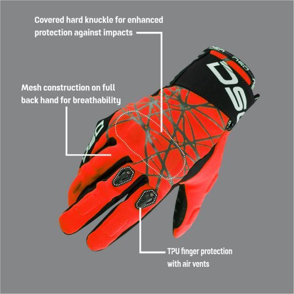 DSG Phoenix Air Riding Glove-Black White Red